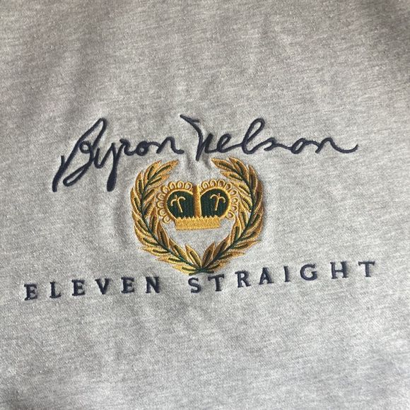 Mens XL Byron Nelson Eleven Straight Heather Gray Crew Neck Sweatshirt - Picture 4 of 9